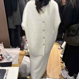 欧洲站2024秋冬后背设计感套头毛衣女配半身裙套装 女