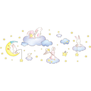 可爱卡通兔子贴纸儿童房间布置衣柜门上装饰遮丑补洞墙贴画宝宝房