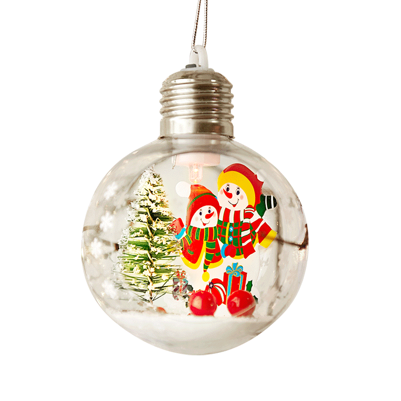 圣诞树装饰品挂饰老人发光水晶球