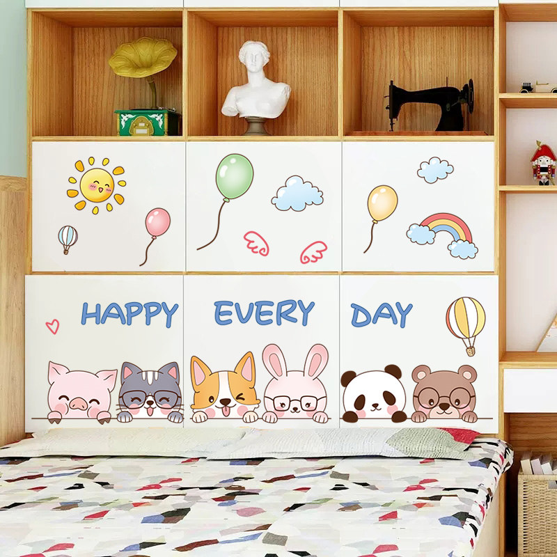创意卡通儿童房间卧室衣柜鞋柜装饰柜门贴纸小图案墙面自粘门贴画,家居饰品,软装墙贴,淘宝优惠券,粉丝福利购,淘宝优惠卷