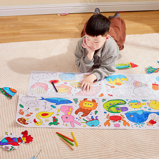 画纸卷轴儿童画画纸卷宝宝涂鸦画纸长卷大尺寸长纸3岁幼儿园涂色长轴巨幅素描纸长条白纸超长手指画铺地地板
