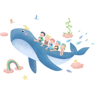 创意儿童房间布置卧室天花板补洞遮丑装饰卡通贴纸墙贴画自粘顶部