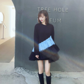 泰国潮牌设计师重工网纱拼接宽松显瘦显白蓬蓬减龄娃娃卫衣连衣裙