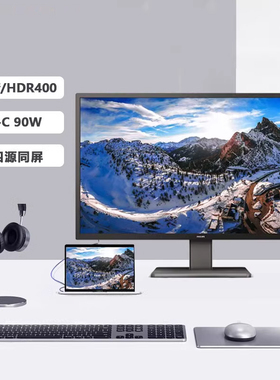 飞利浦43英寸电脑显示器4K高清升降底座壁挂Type-c内置音箱439P1