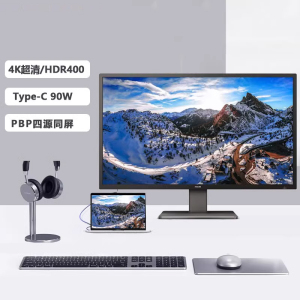 飞利浦43英寸电脑显示器4K高清升降底座壁挂Type-c内置音箱439P1