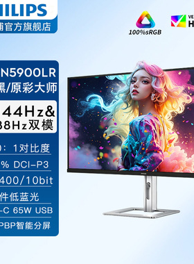 飞利浦27英寸4K144hz显示器双模设计屏幕电脑屏幕银黑27E2N5900LR