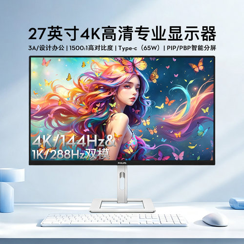 Philips飞利浦27英寸4K显示器IPS高清台式电脑低蓝光27E2N5900LR