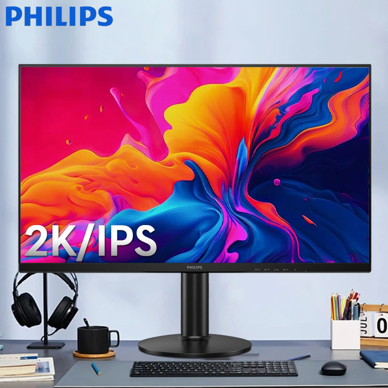 飞利浦27英寸IPS显示器2K高清台式电脑屏幕办公双屏27E2N1500LS