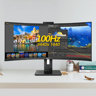 飞利浦34英寸显示器曲面带鱼屏Type c内置音箱摄像多源346P1CRH