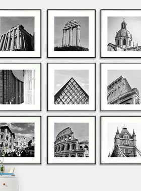 黑色铝合金方形装饰画框摄影展览相框金属窄边打印照片做成组合墙