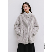 外套秋冬轻奢 Dotdrobe多着 立领环保皮草女皮毛一体中长款 两色入