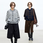 Dotdrobe多着 两色入 女秋冬 羊毛混纺 大量感可外穿条纹针织开衫