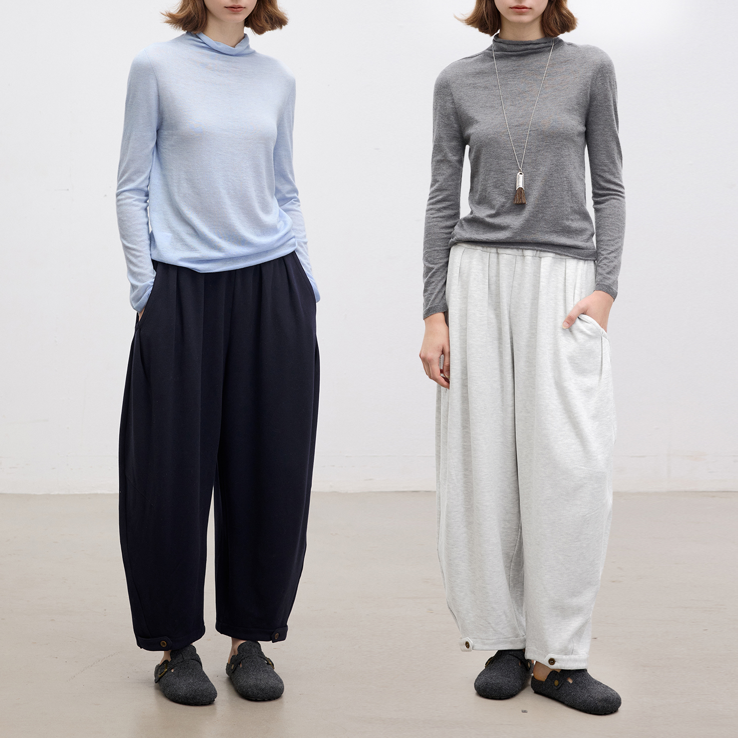 Q弹面料松紧腰宽松九分弯刀卫裤