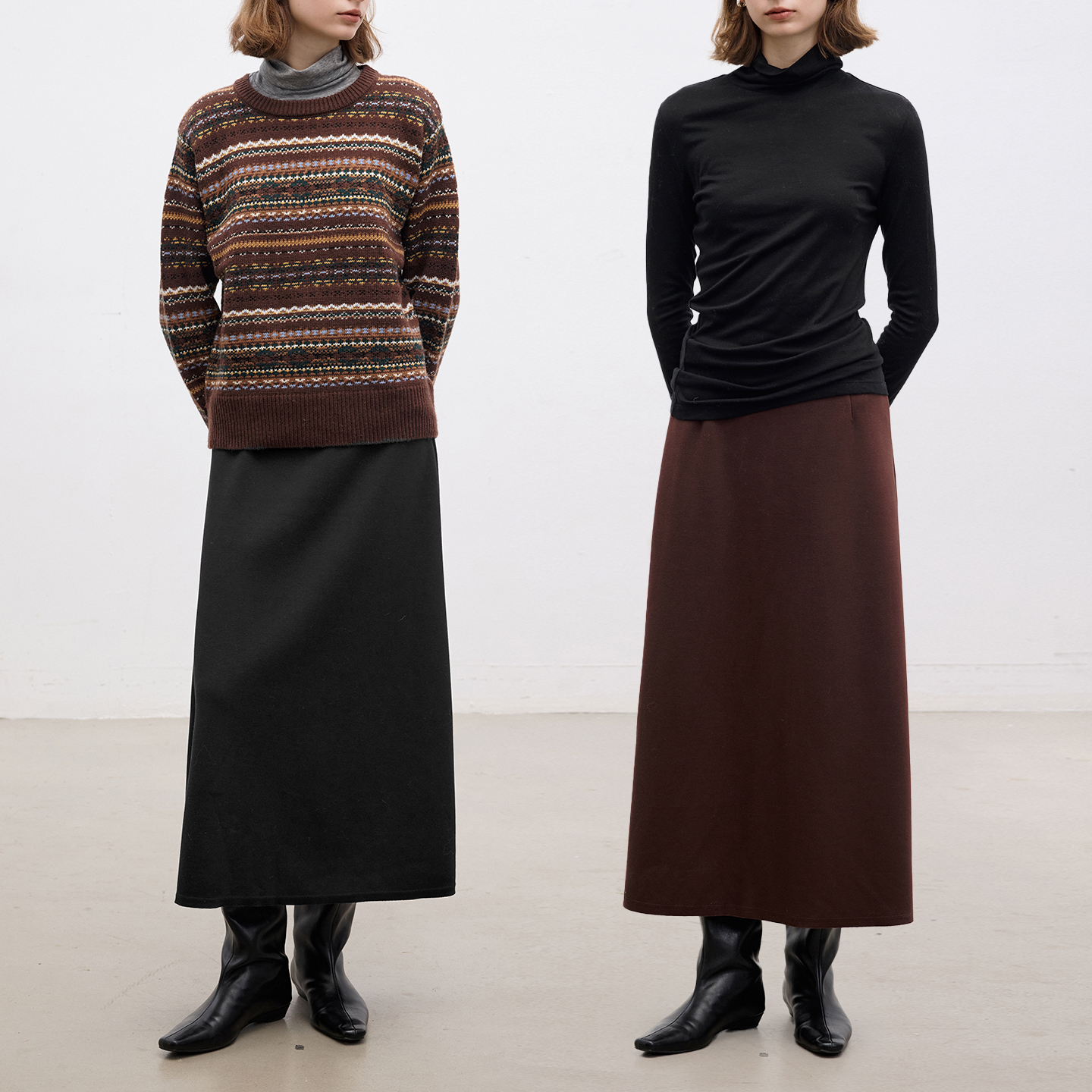 极简小A版型羊毛混纺半身裙秋冬