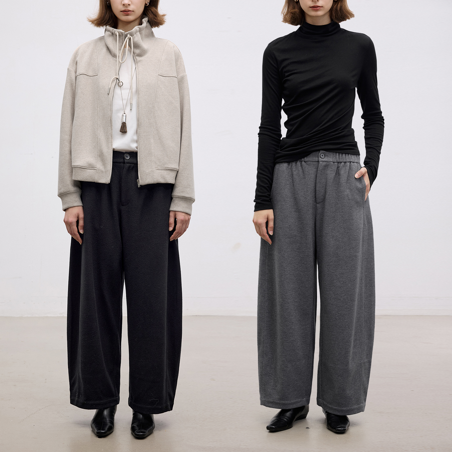 多着松紧腰天丝羊毛弯刀休闲裤