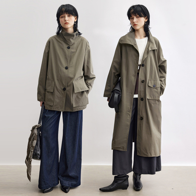 多着轻薄单层工装风风衣长短款