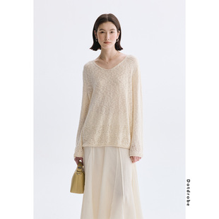 Dotdrobe多着 针织衫 女中长款 2026春夏 镂空波西风大肚纱V领长袖