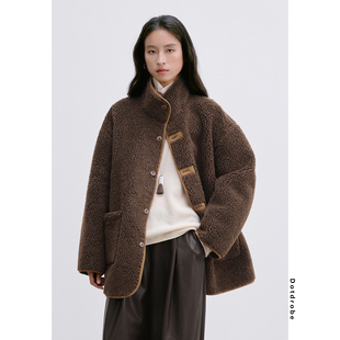 Dotdrobe多着 泰迪绒感羊毛混纺环保皮毛一体皮草外套女秋冬新款