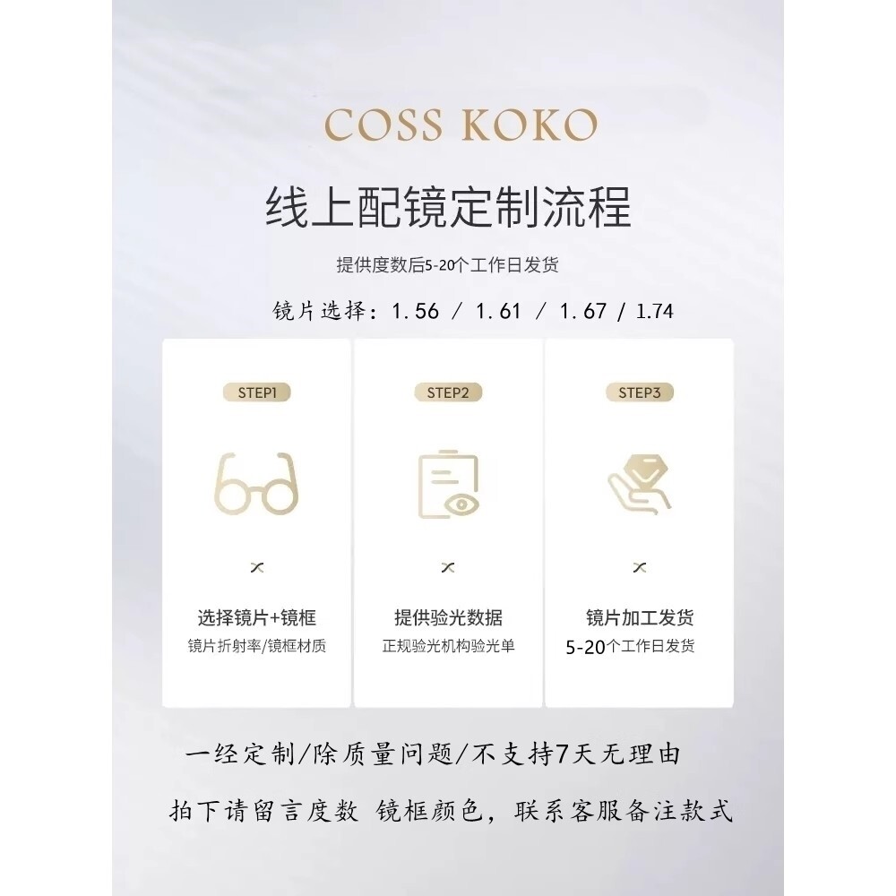 定制HC近视镜片1.56,1.61,1.67 1.71 1.74近视超薄防蓝光非球面