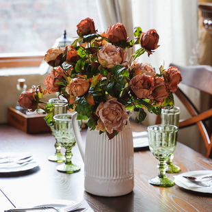 高档仿真花束牡丹花法式客厅假花干花摆设样板间高端轻奢花艺摆件