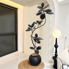 黑金刚橡皮树仿真绿植室内沙发旁假植物仿生盆栽大型客厅装饰摆件