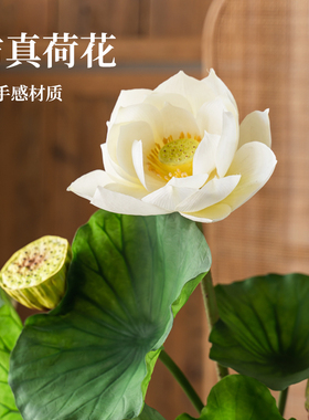 假花仿真花束荷叶荷花禅意室内新中式装饰花莲蓬玄关餐厅插花摆设