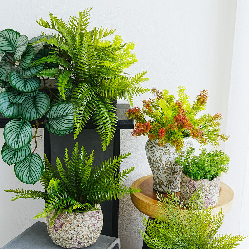 仿真花假花摆设仿真绿植小草植物景观高端绿叶子室内造景插花装饰