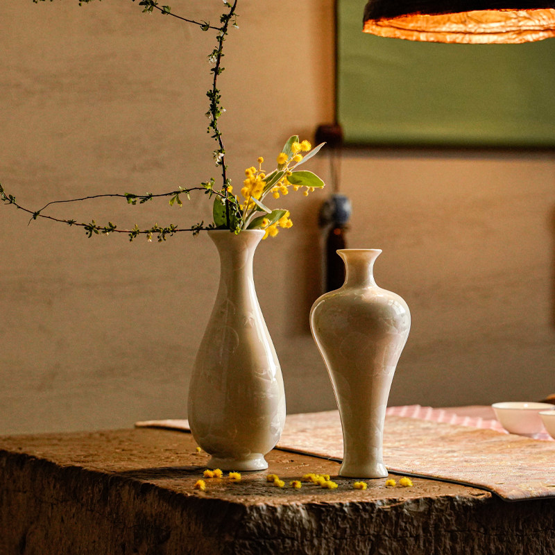新中式景德镇结晶釉陶瓷小花瓶客厅桌面插花摆设玄关装饰花器摆件,家居饰品,花瓶,淘宝优惠券,粉丝福利购,淘宝优惠卷