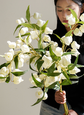宫灯百合花仿真花假花摆设客厅餐桌电视柜装饰花插花家居花艺摆件