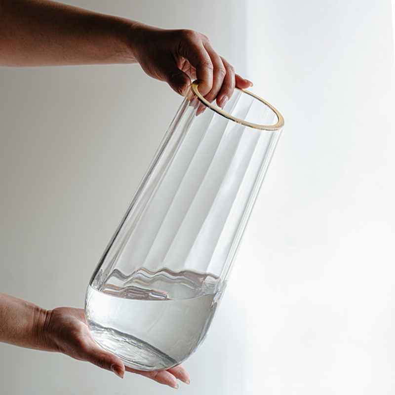 北欧玻璃瓶客厅新家花瓶插花摆件轻奢高级感透明水培水养鲜花玫瑰