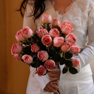 美式高档仿真花束玛丽玫瑰客厅假花干花摆设样板间轻奢花艺摆件