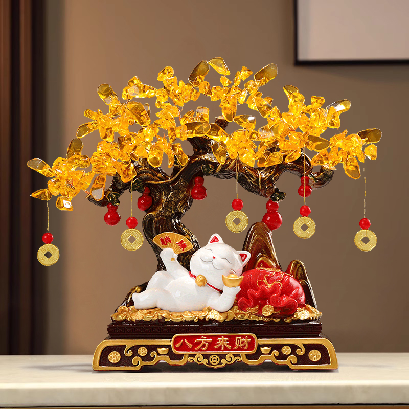 八方来财发财树招财猫摆件