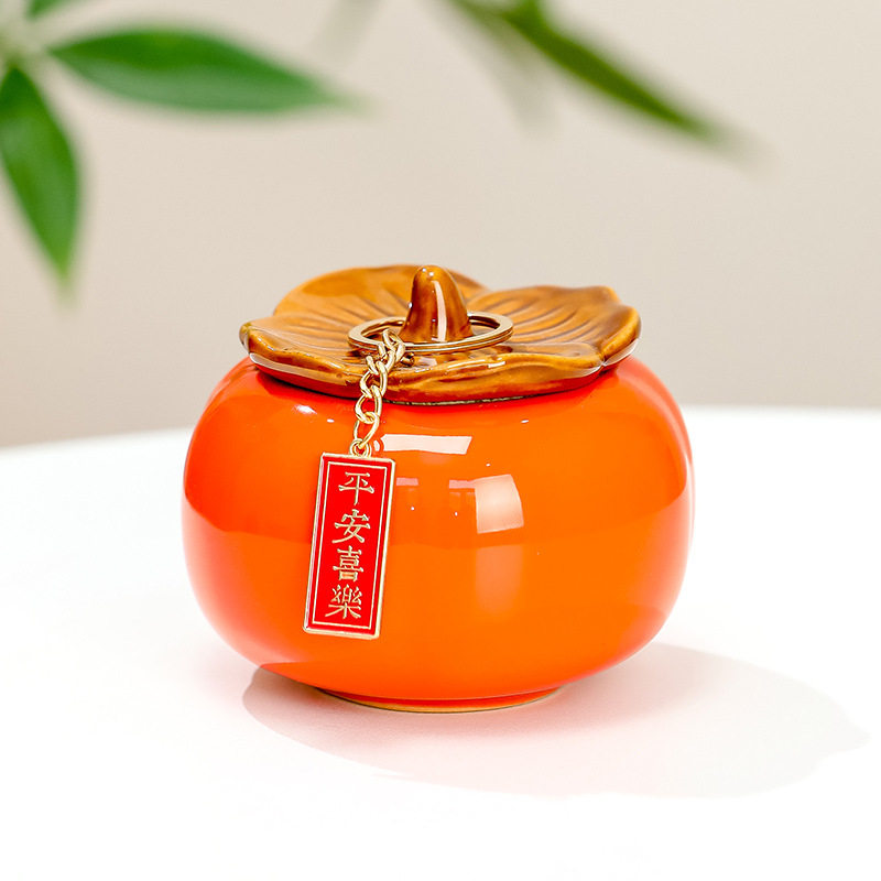 柿柿如意茶叶陶瓷罐小号家用茶创意密封存储罐摆件手工迷你茶罐,餐饮具,茶叶罐,淘宝优惠券,粉丝福利购,淘宝优惠卷
