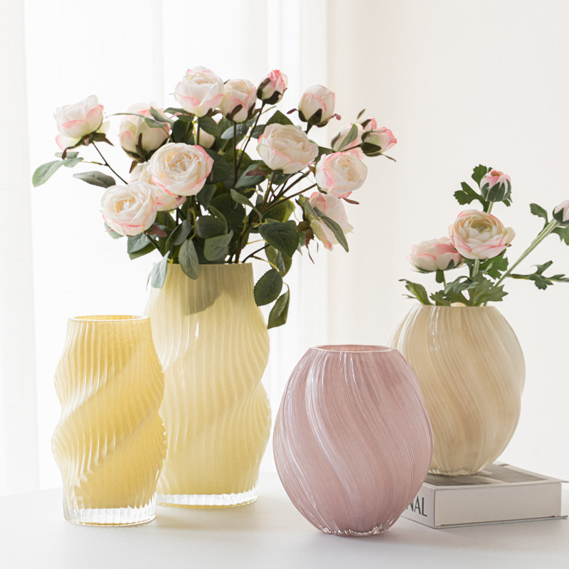 法式中古玻璃花瓶奶油风高端轻奢室内客厅桌面水养插花花器装饰品,家居饰品,仿真植物盆景,淘宝优惠券,粉丝福利购,淘宝优惠卷