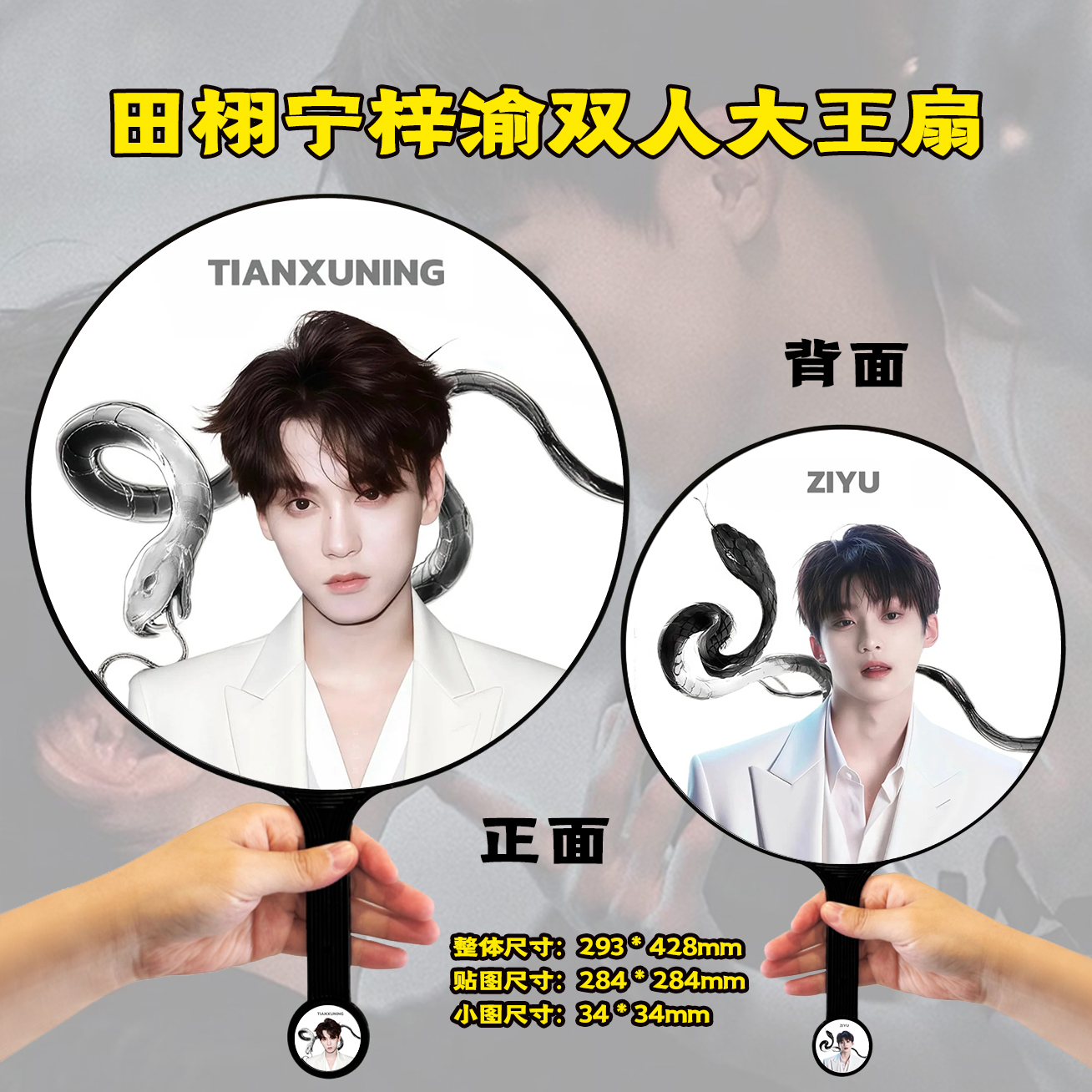 逆爱梓渝大王扇田栩宁大王扇圆形大王应援扇高颜值扇子创意礼品