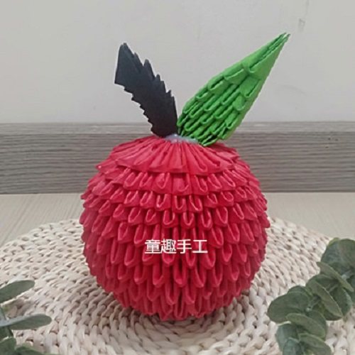 苹果三角插折纸儿童手工制作折纸材料包益智手工diy半成品立体
