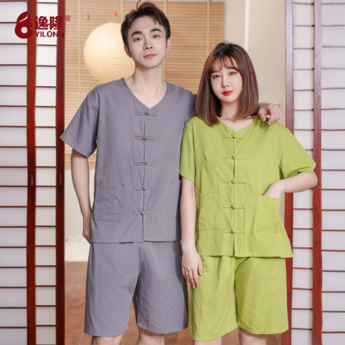纯棉艾灸服前后开扣开衫针灸服