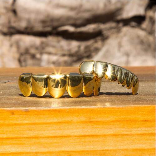 金牙道具HIPHOP嘻哈金牙套TeethGrillz真金电镀牙套饰品潮流