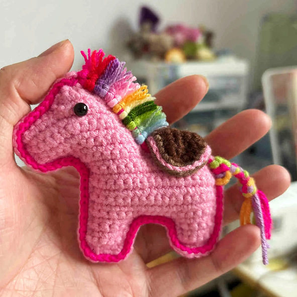 小马针织玩偶毛线可爱彩虹小马钩织diy自制材料手工玩偶钩针挂件