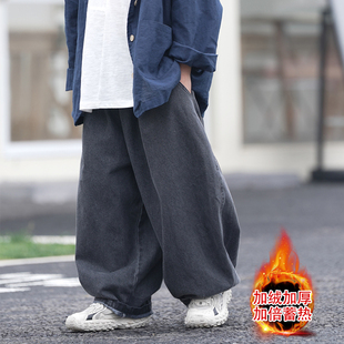 中大童时髦帅气男孩裤 男童加绒阔腿牛仔裤 冬季 2024新款 子潮 秋冬装