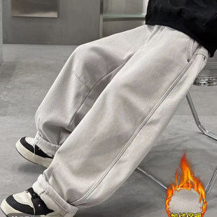 儿童装男童冬装加绒裤子2025新款中大童秋冬款男孩加厚冬季牛仔裤