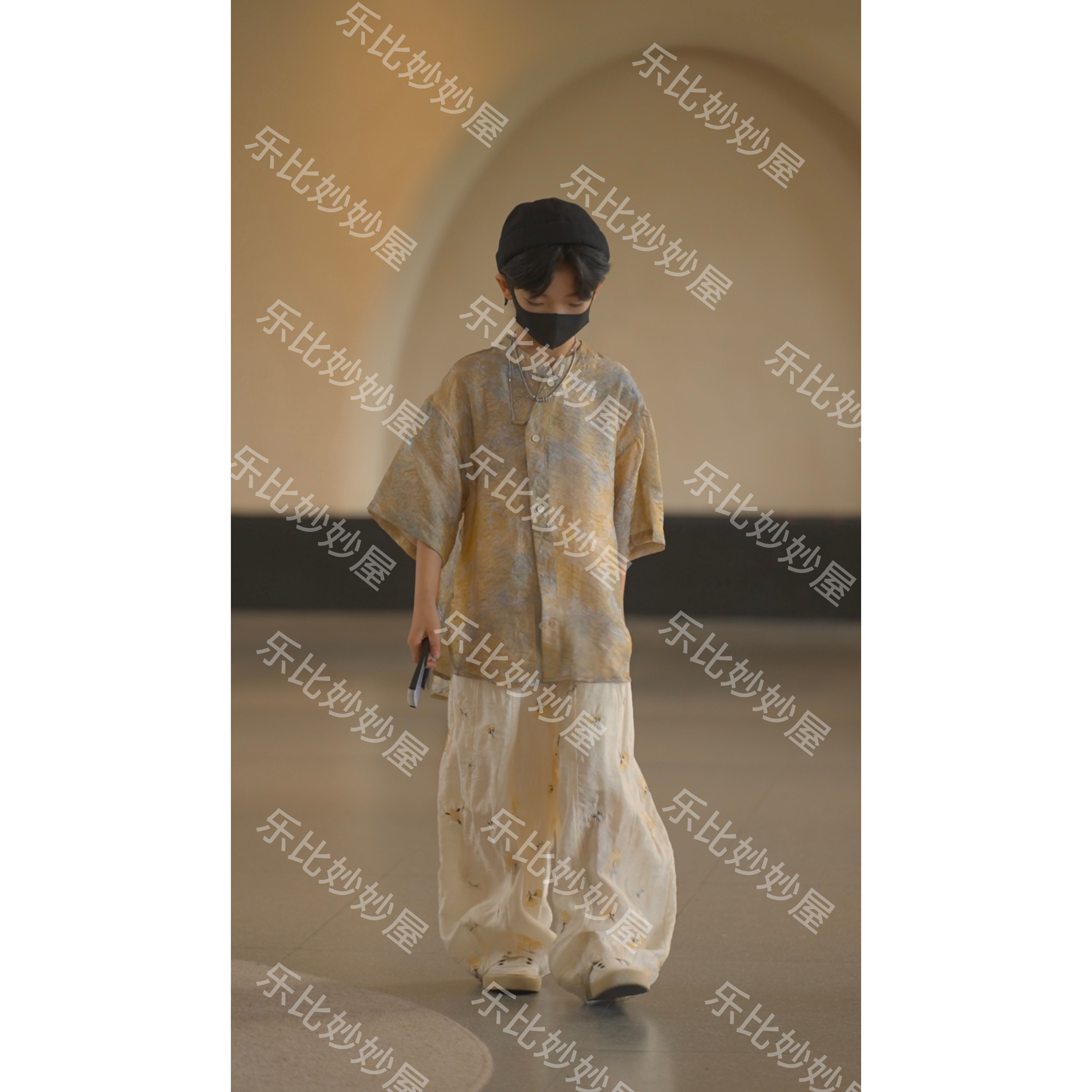 【刘刘妈】新中式浮霞色夏款套装2026年新款儿童装夏季衬衫T恤