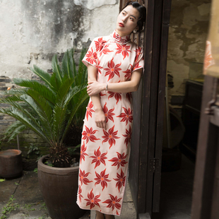 老上海旗袍2025春夏新款复古传统手工月份牌全开襟影视旗袍定制