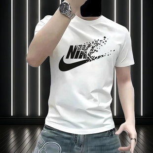 潮流印花圆领纯棉体恤衫 新款 百搭上衣 T恤男夏季 短袖