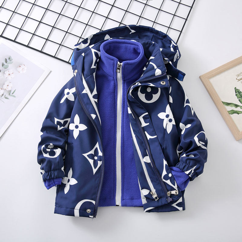 男童冲锋衣秋冬新款三合一可拆卸小学生外套加厚加绒活里活面防风