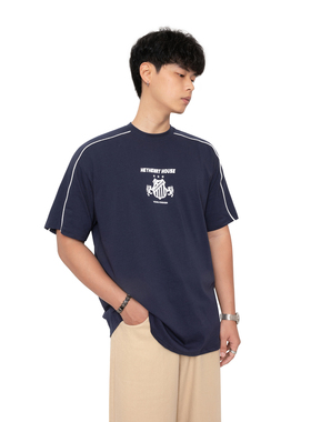 韩版复古夏季宽松字母印花运动风短袖T恤男女时尚百搭休闲上衣潮