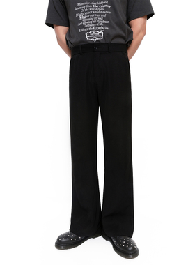 韩版经典复古黑色百搭宽松坠感微喇西裤男女时尚休闲西装长裤子潮