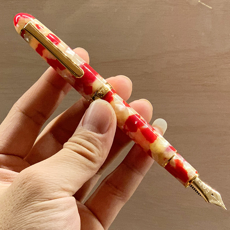 高级白金赛璐璐红锦鲤14k钢笔