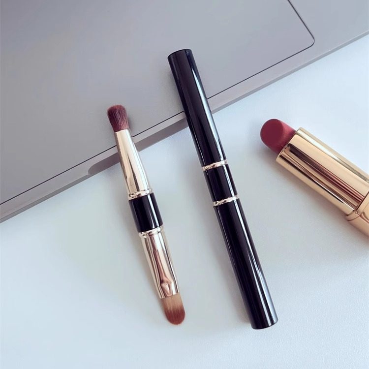 金属带盖双头唇刷扁头口红晕染刷圆头硅胶便携化妆刷短柄遮瑕刷,彩妆/香水/美妆工具,化妆刷,淘宝优惠券,粉丝福利购,淘宝优惠卷