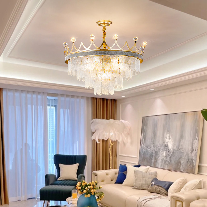 皇冠后现代简约轻奢卧室灯具温馨浪漫样板间书房餐厅水晶客厅吊灯